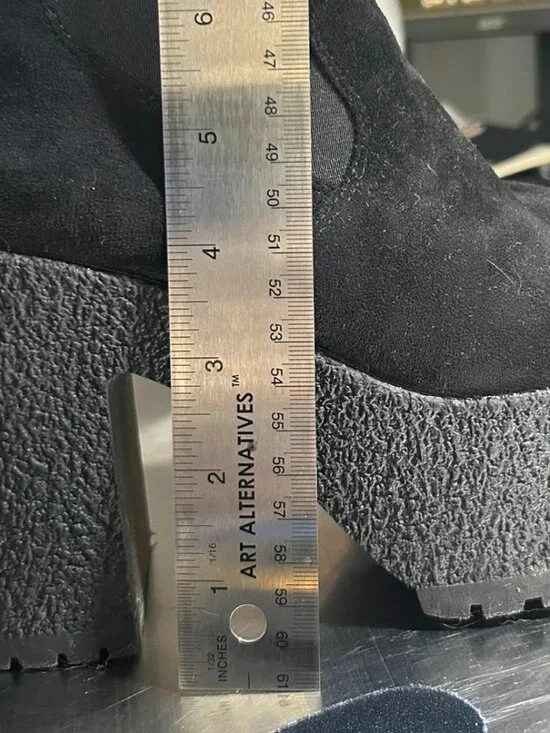 Black la moda Levitate faux suede chunky goth mega platform bootie ankle boots - Picture 8 of 8